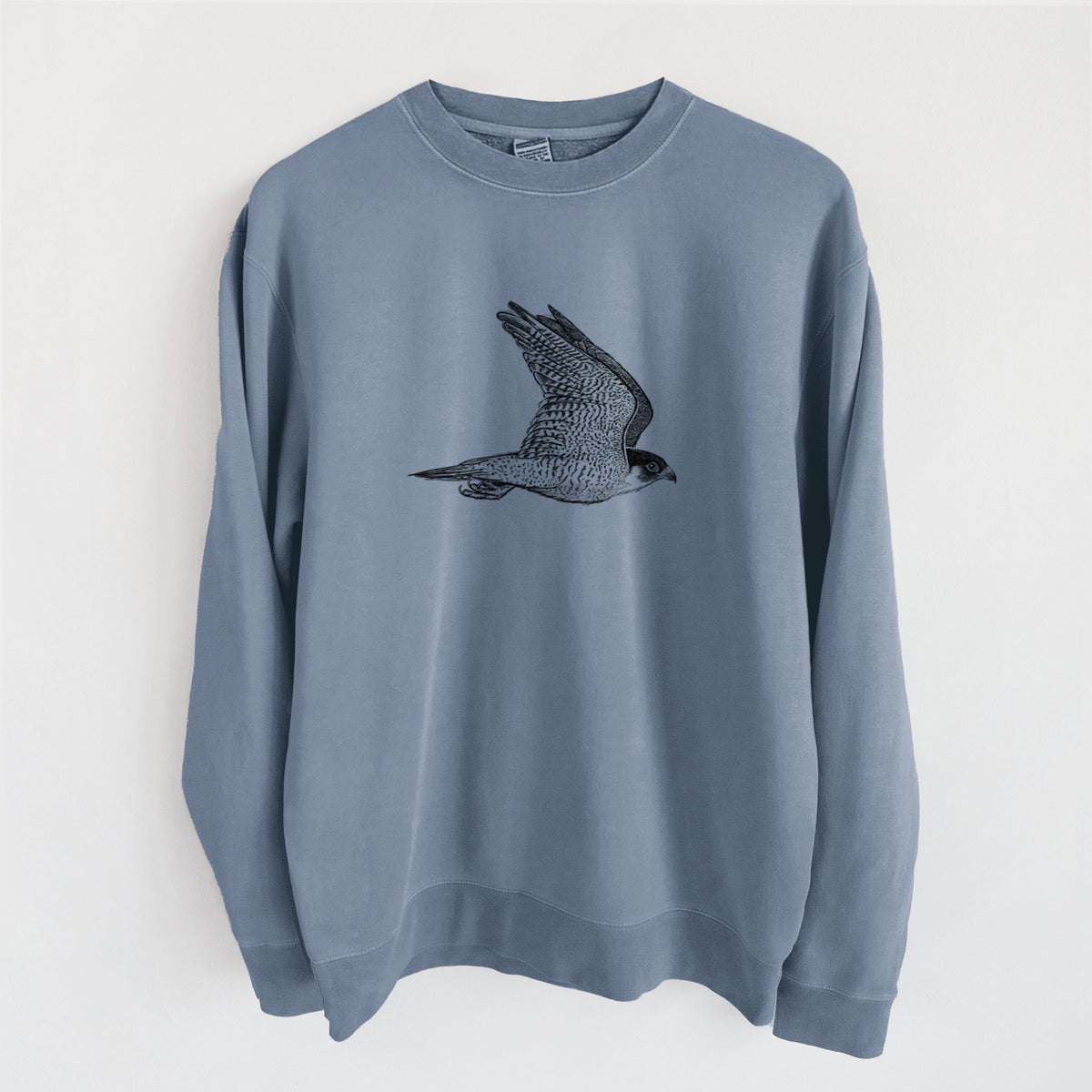 Flying Peregrine - Falco peregrinus - Unisex Pigment Dyed Crew Sweatshirt in Slate Blue