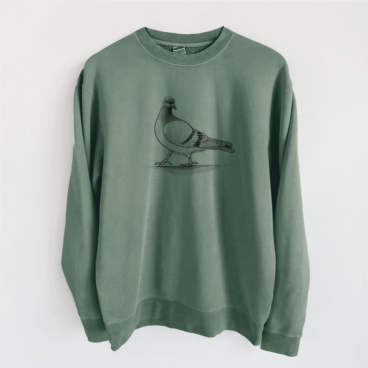 Pigeon / City Dove - Columba livia domestica - Unisex Pigment Dyed Crew Sweatshirt in Alpine Green
