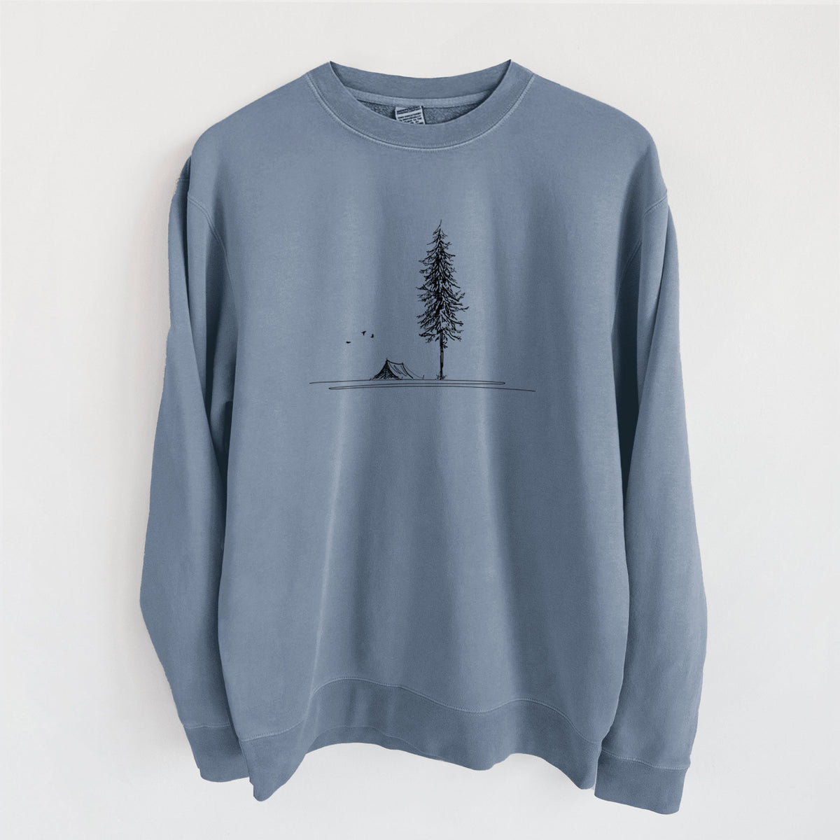 Pine Camp Vista - Unisex Pigment Dyed Crew Sweatshirt in Slate Blue