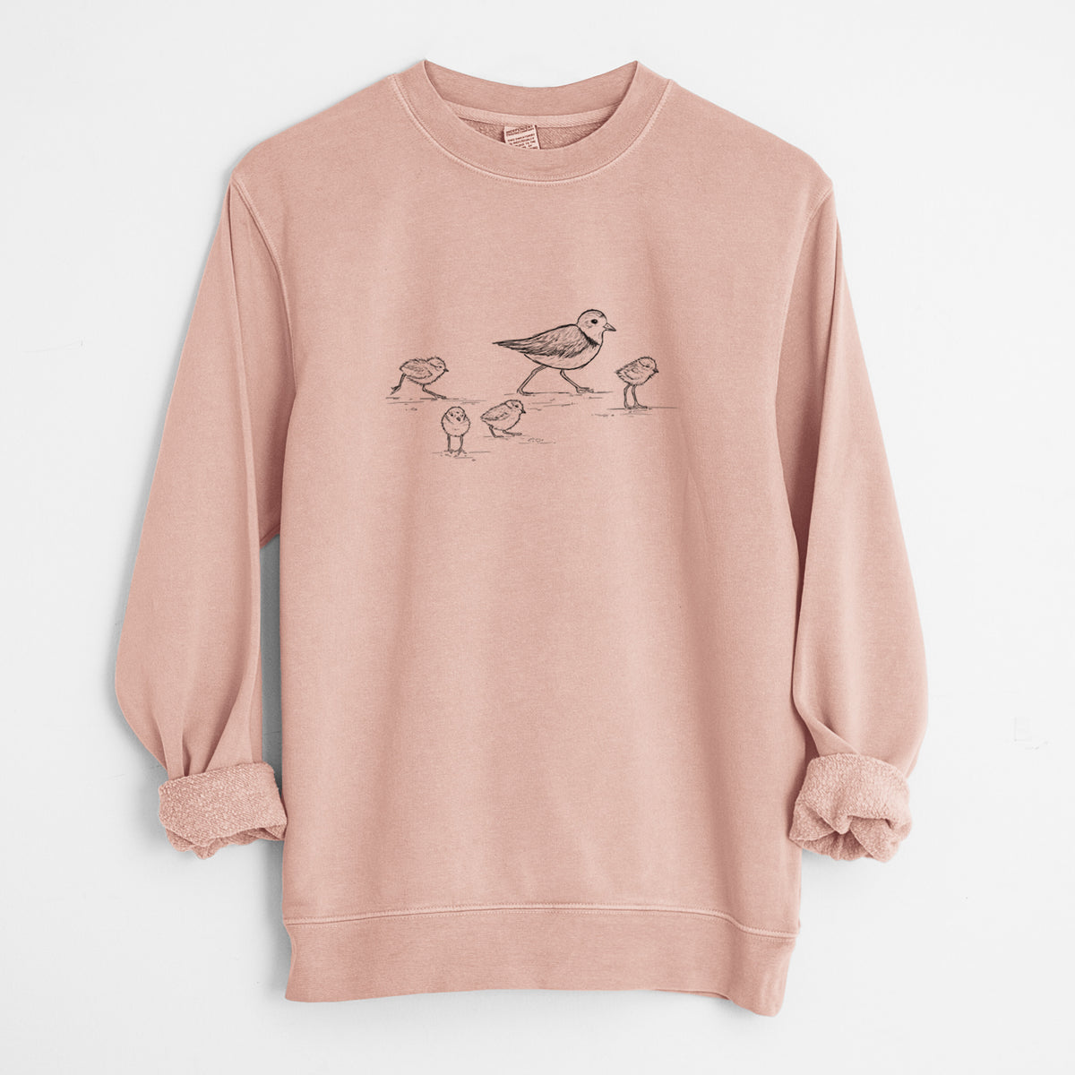 Piping Plovers - Charadrius melodus - Unisex Pigment Dyed Crew Sweatshirt in Dusty Pink