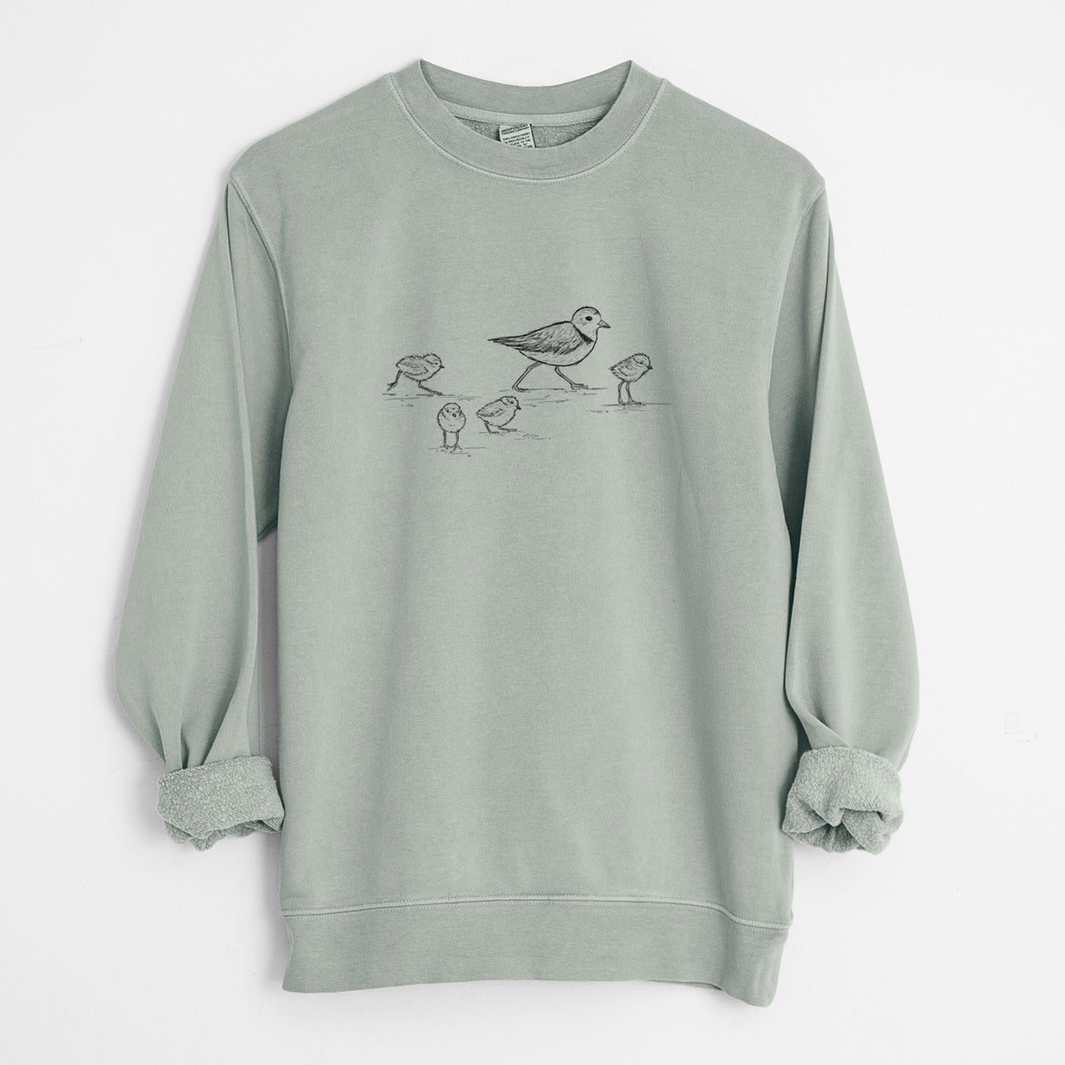 Piping Plovers - Charadrius melodus - Unisex Pigment Dyed Crew Sweatshirt in Sage