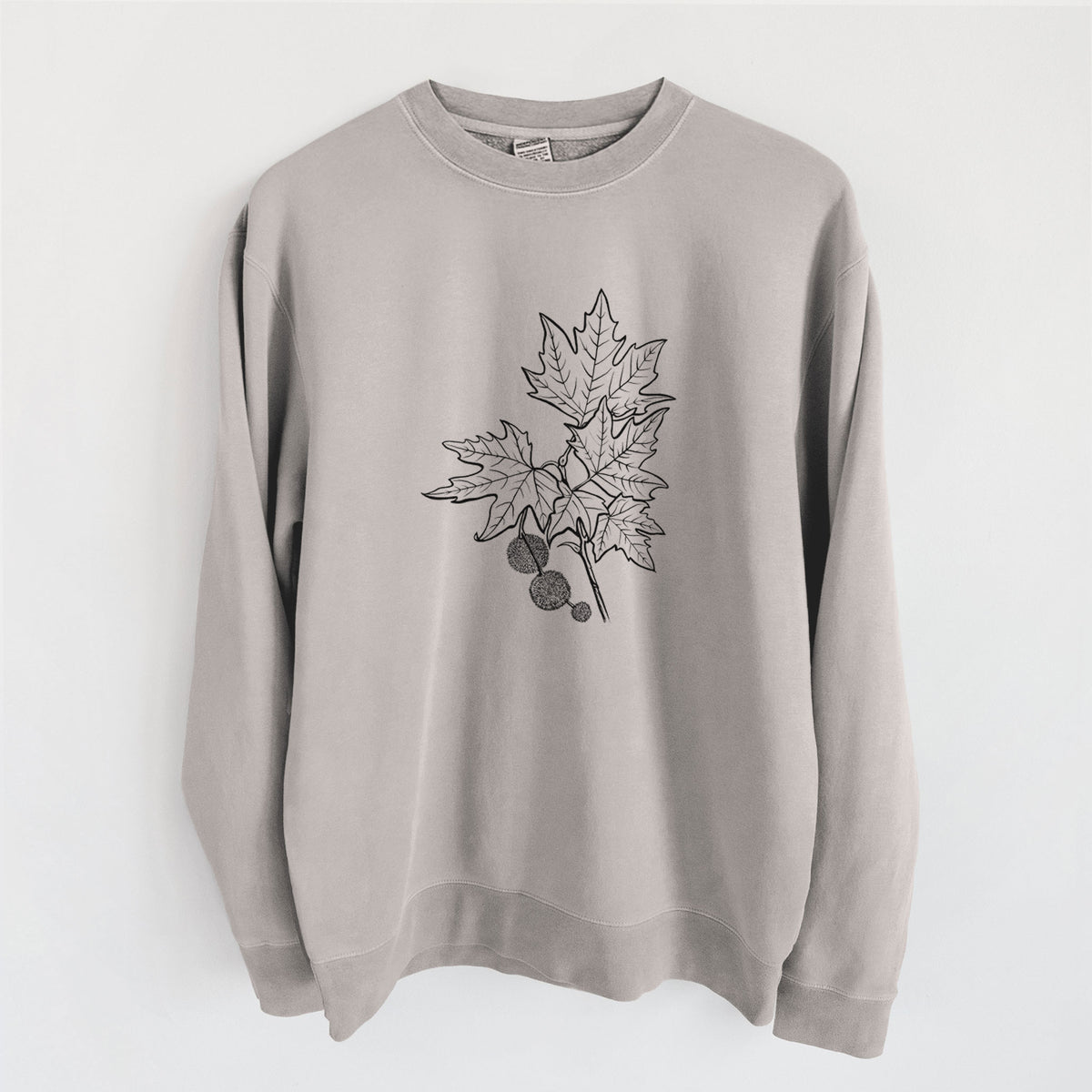 Platanus Orientalis - Oriental Plane Tree Stem with Leaves - Unisex Pigment Dyed Crew Sweatshirt in Cement