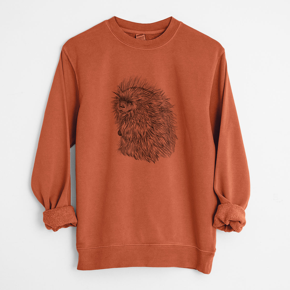 North American Porcupine - Erethizon dorsatum - Unisex Pigment Dyed Crew Sweatshirt in Amber