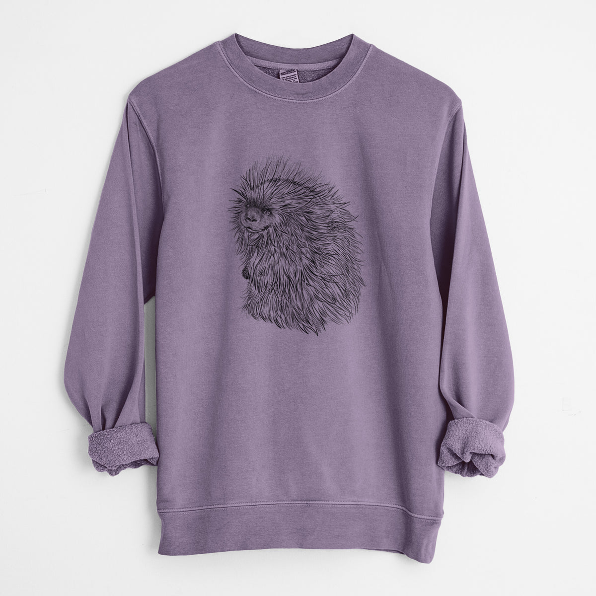 North American Porcupine - Erethizon dorsatum - Unisex Pigment Dyed Crew Sweatshirt in Plum
