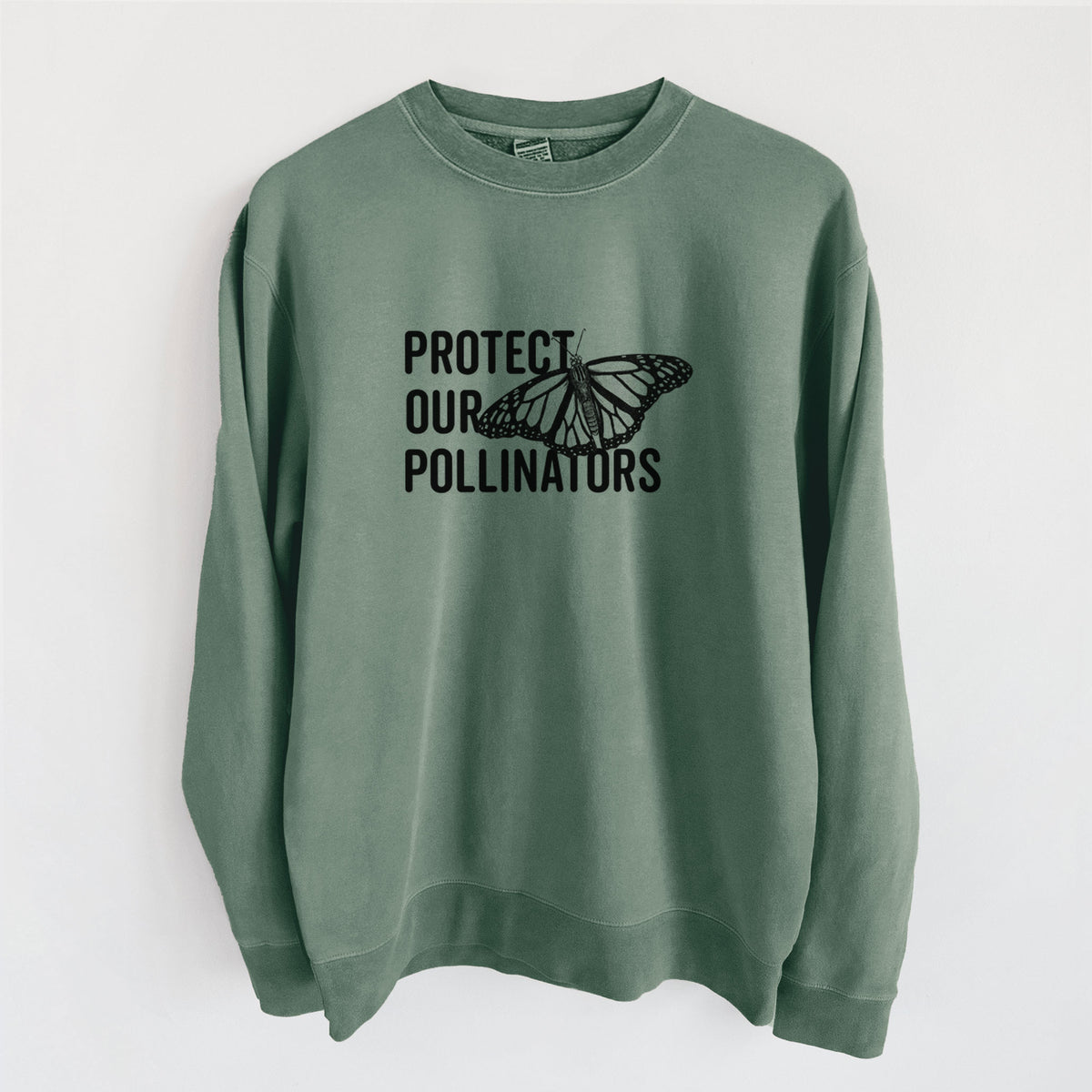 Protect our Pollinators - Unisex Pigment Dyed Crew Sweatshirt in Alpine Green