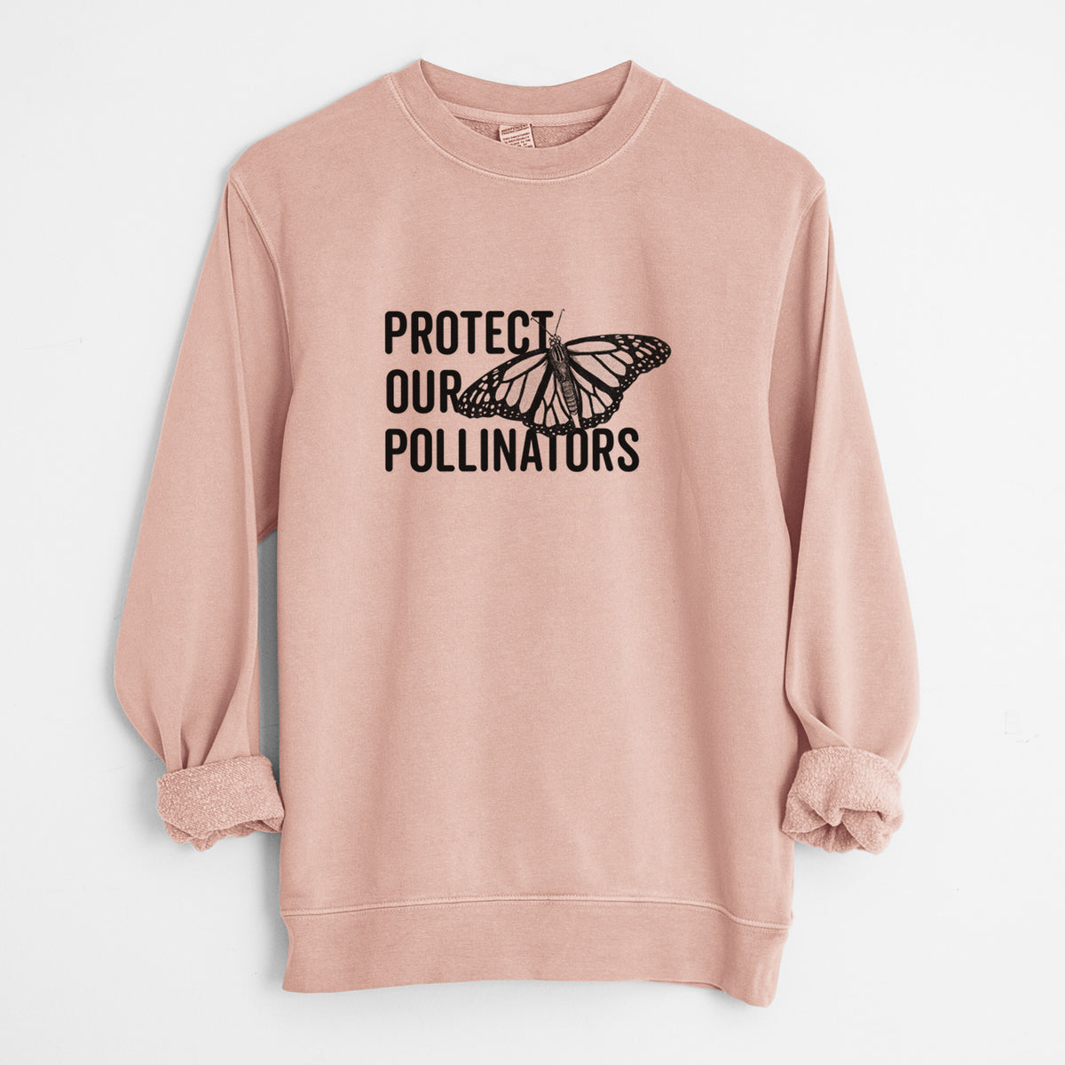 Protect our Pollinators - Unisex Pigment Dyed Crew Sweatshirt in Dusty Pink