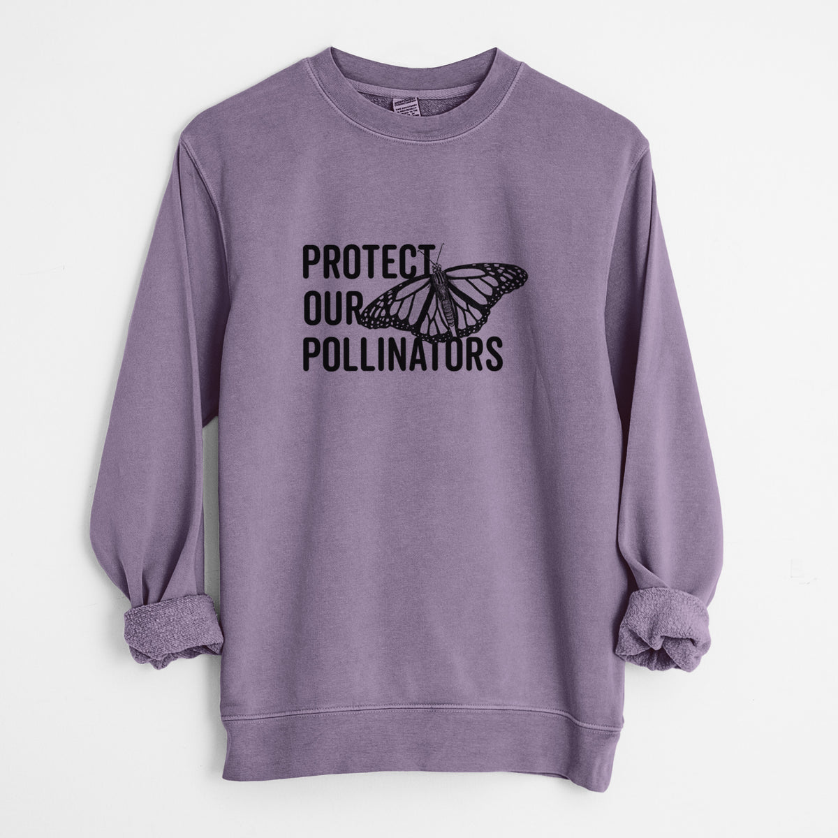 Protect our Pollinators - Unisex Pigment Dyed Crew Sweatshirt in Plum