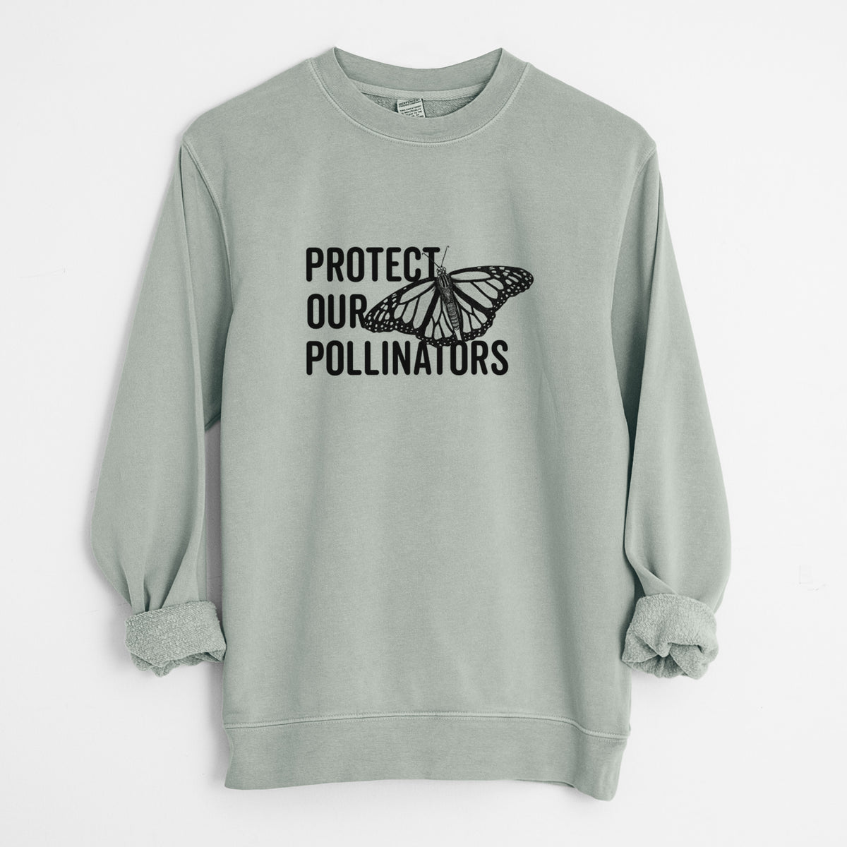 Protect our Pollinators - Unisex Pigment Dyed Crew Sweatshirt in Sage