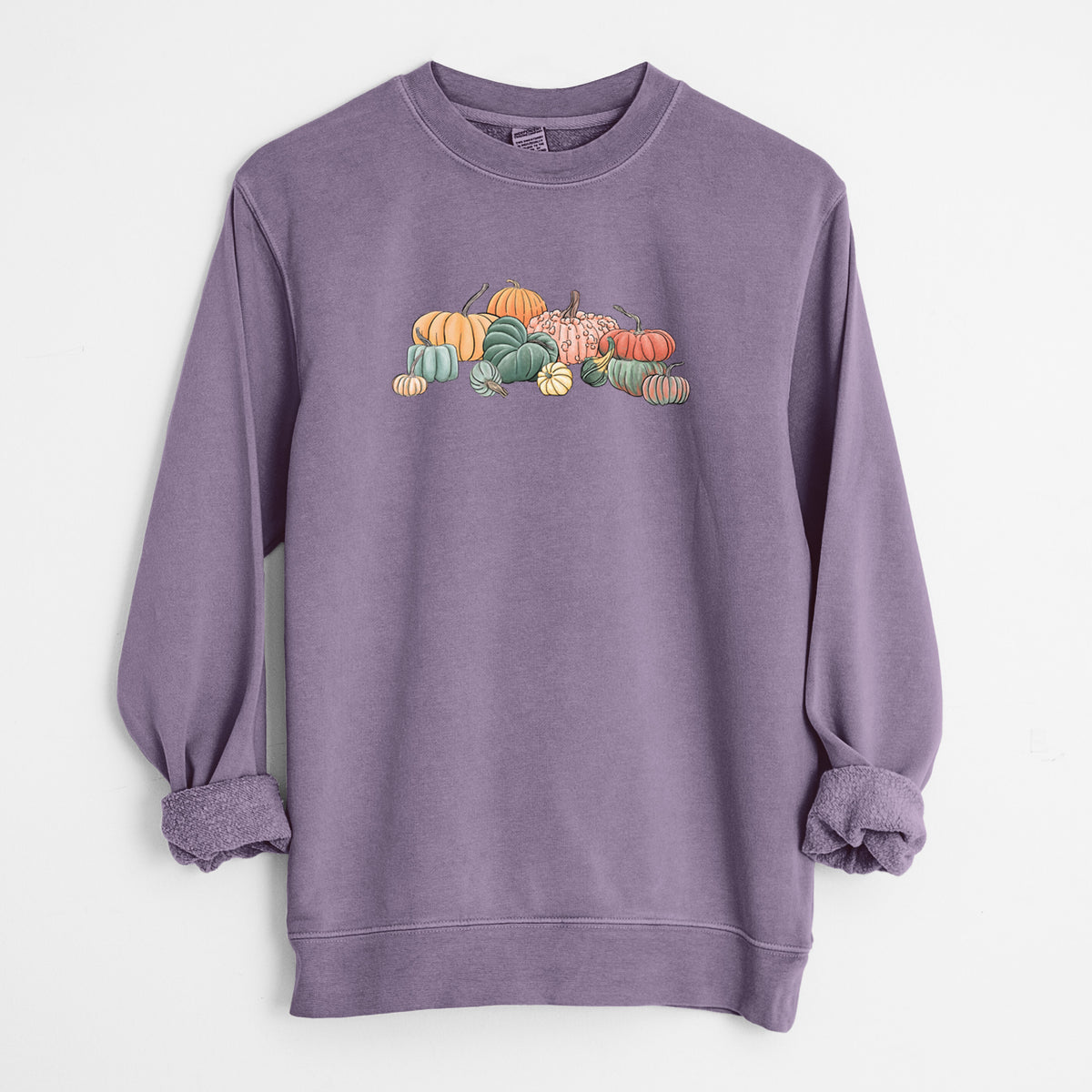 Pumpkin Harvest - Unisex Pigment Dyed Crew Sweatshirt in Plum