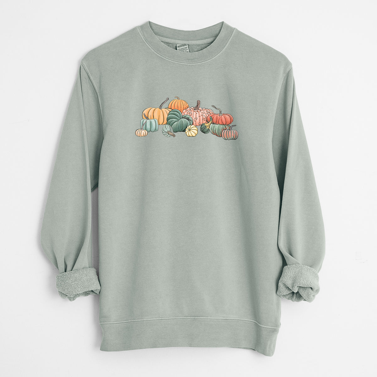 Pumpkin Harvest - Unisex Pigment Dyed Crew Sweatshirt in Sage