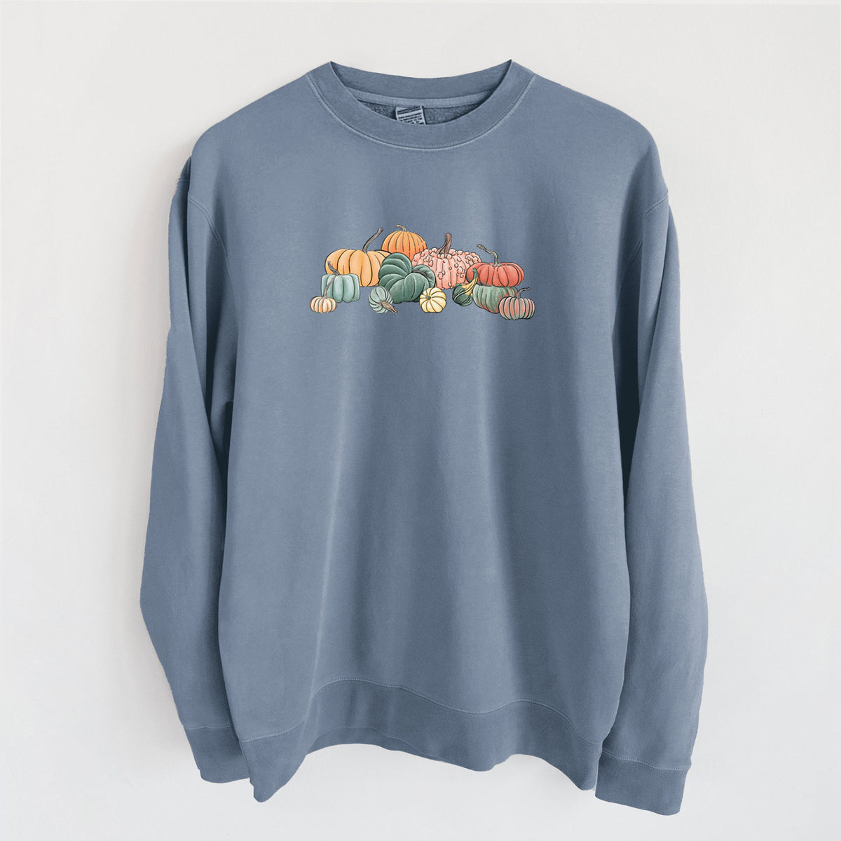 Pumpkin Harvest - Unisex Pigment Dyed Crew Sweatshirt in Slate Blue