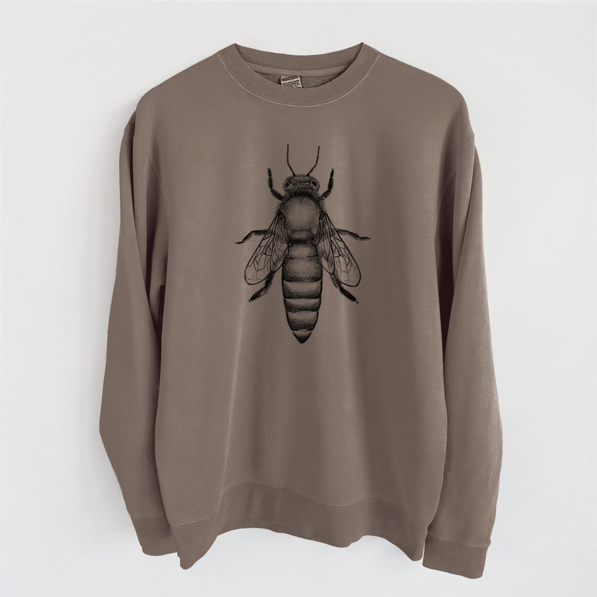 Queen Bee Apis Mellifera - Unisex Pigment Dyed Crew Sweatshirt in Espresso Brown Color