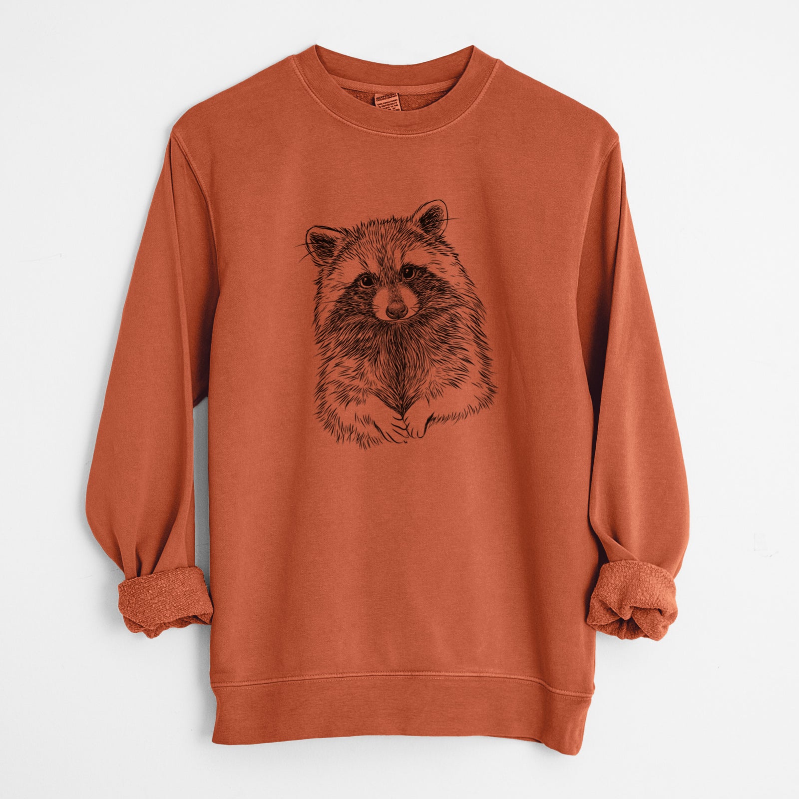 Raccoon - Procyon lotor - Unisex Pigment Dyed Crew Sweatshirt in Amber