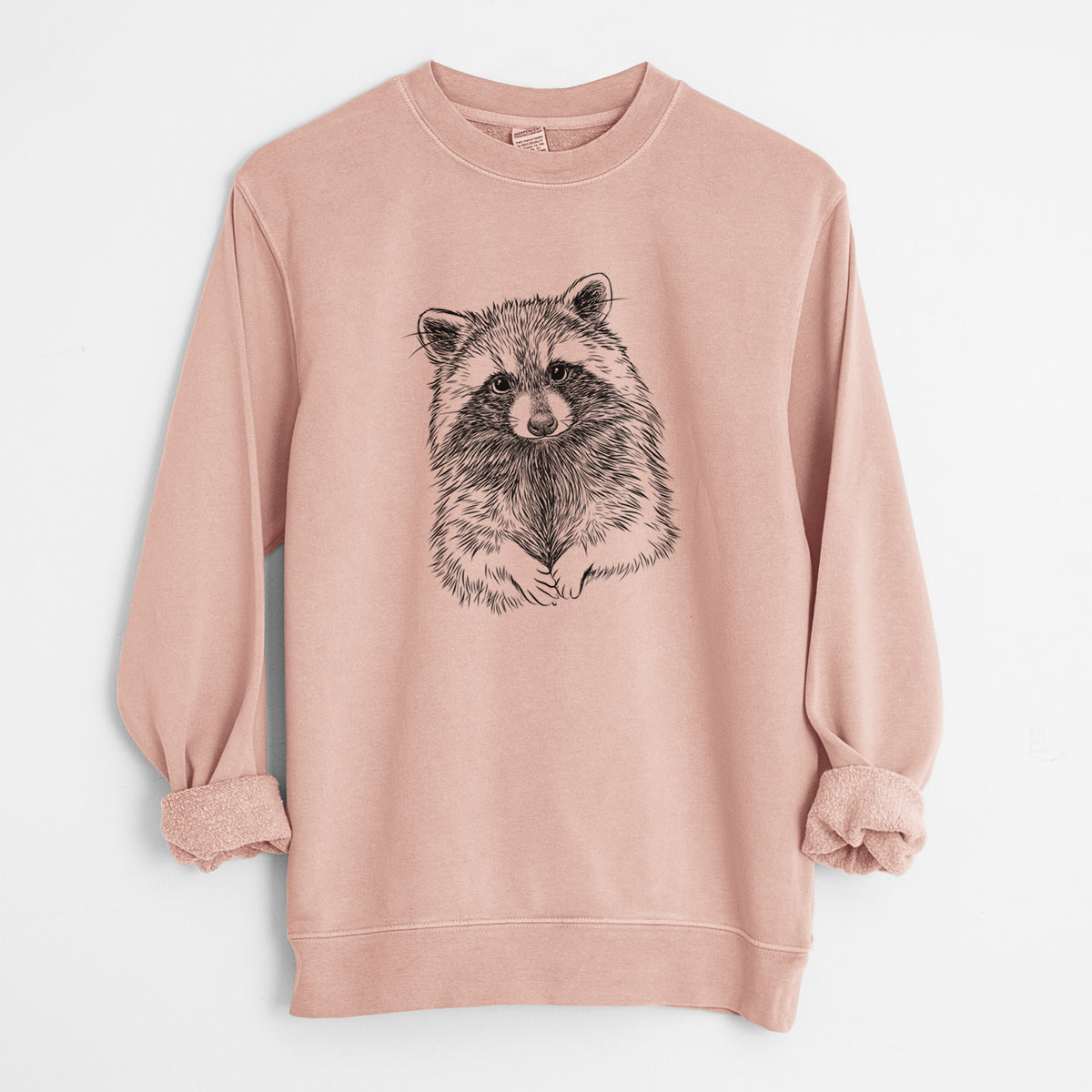 Raccoon - Procyon lotor - Unisex Pigment Dyed Crew Sweatshirt in Dusty Pink