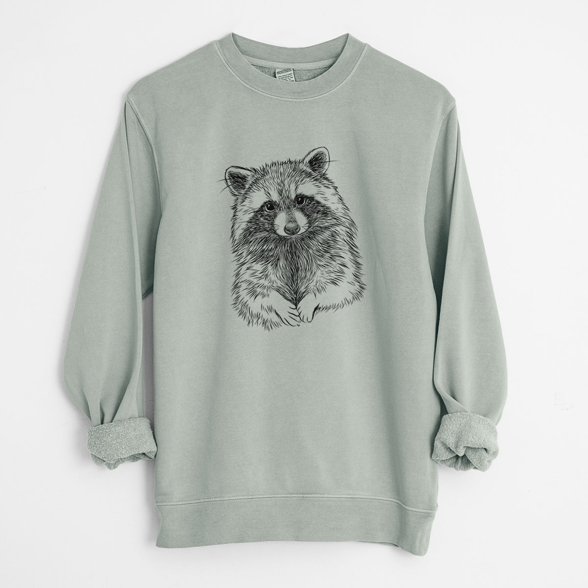 Raccoon - Procyon lotor - Unisex Pigment Dyed Crew Sweatshirt in Sage