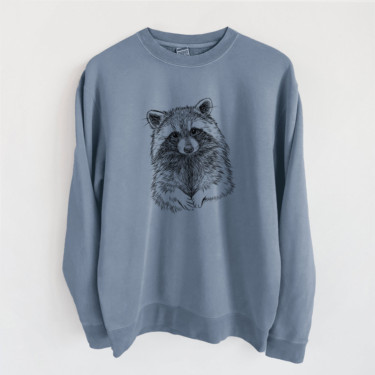 Raccoon - Procyon lotor - Unisex Pigment Dyed Crew Sweatshirt in Slate Blue