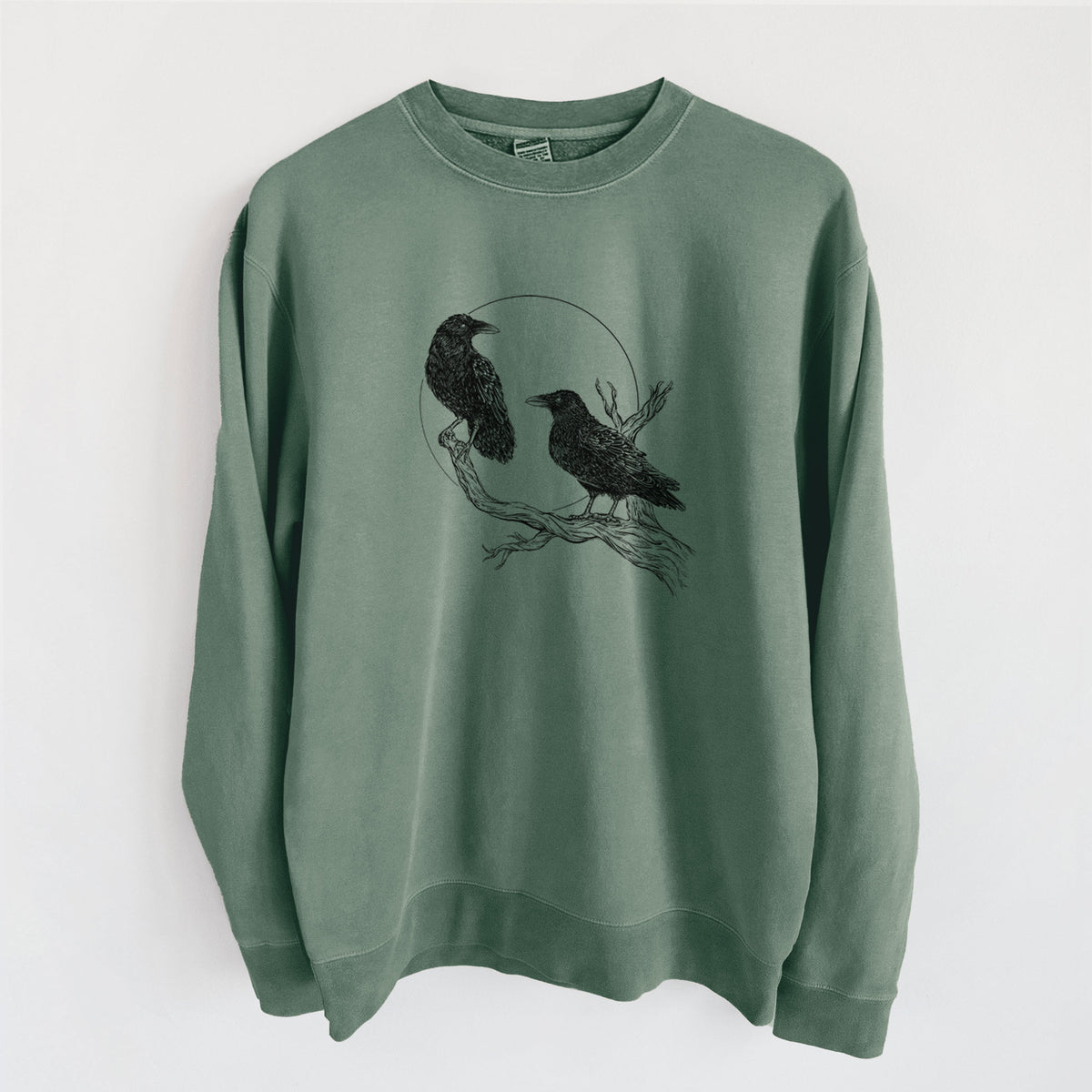 Midnight Ravens - Unisex Pigment Dyed Crew Sweatshirt in Alpine Green