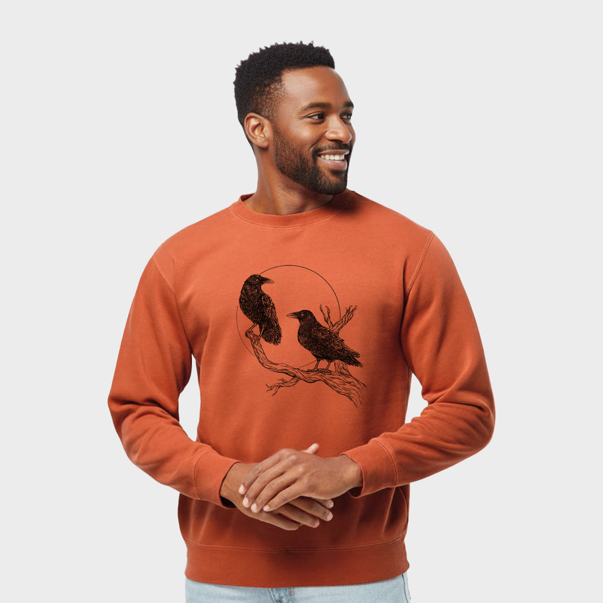 Midnight Ravens - Unisex Pigment Dyed Crew Sweatshirt in Amber