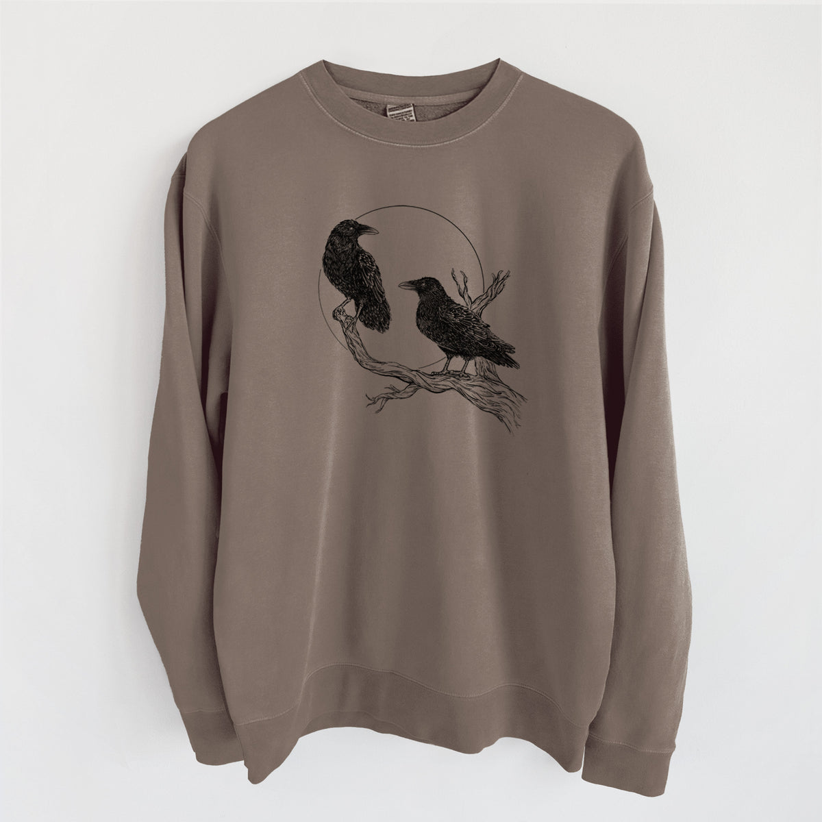 Midnight Ravens - Unisex Pigment Dyed Crew Sweatshirt in Espresso Brown Color