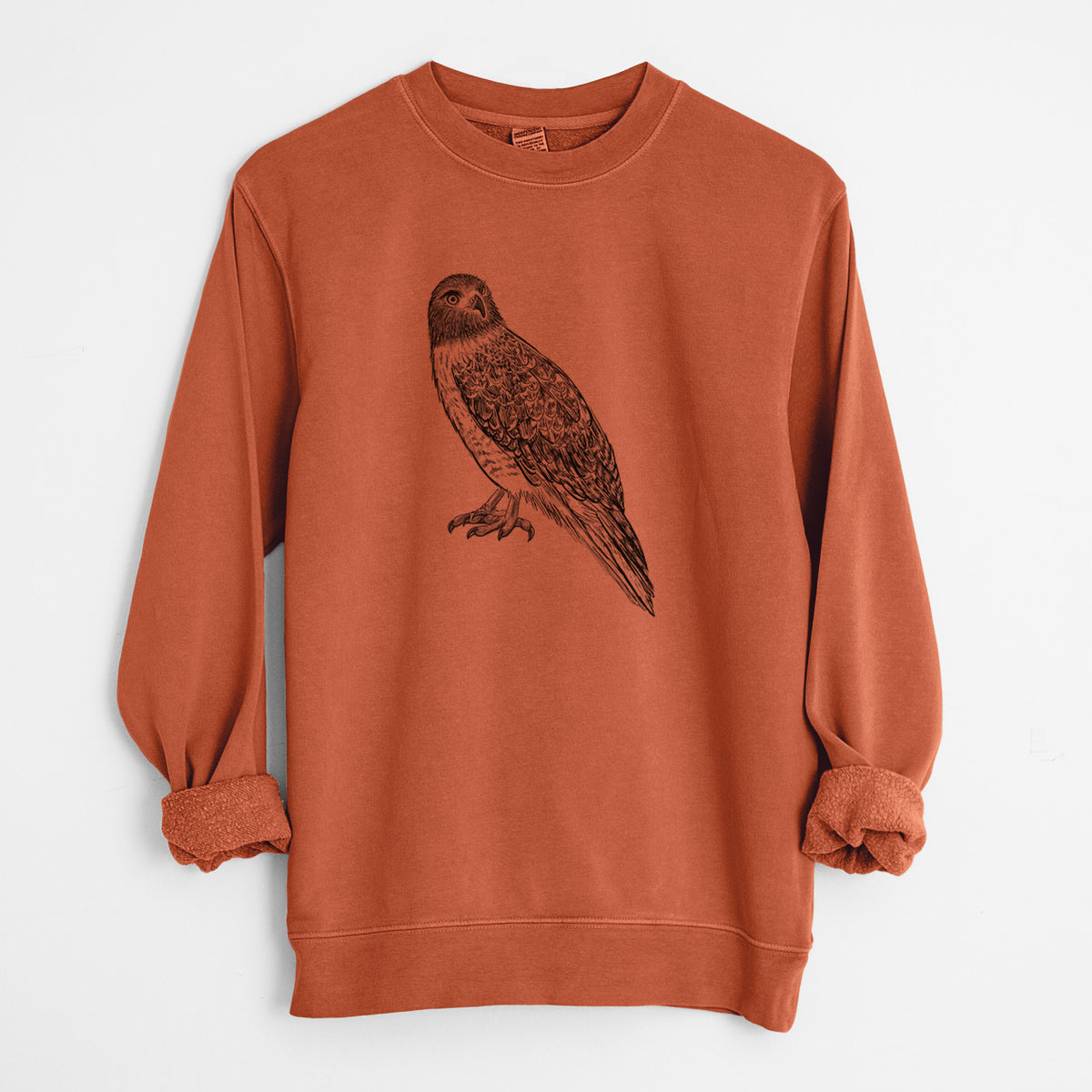 Red-tailed Hawk - Buteo jamaicensis - Unisex Pigment Dyed Crew Sweatshirt in Amber