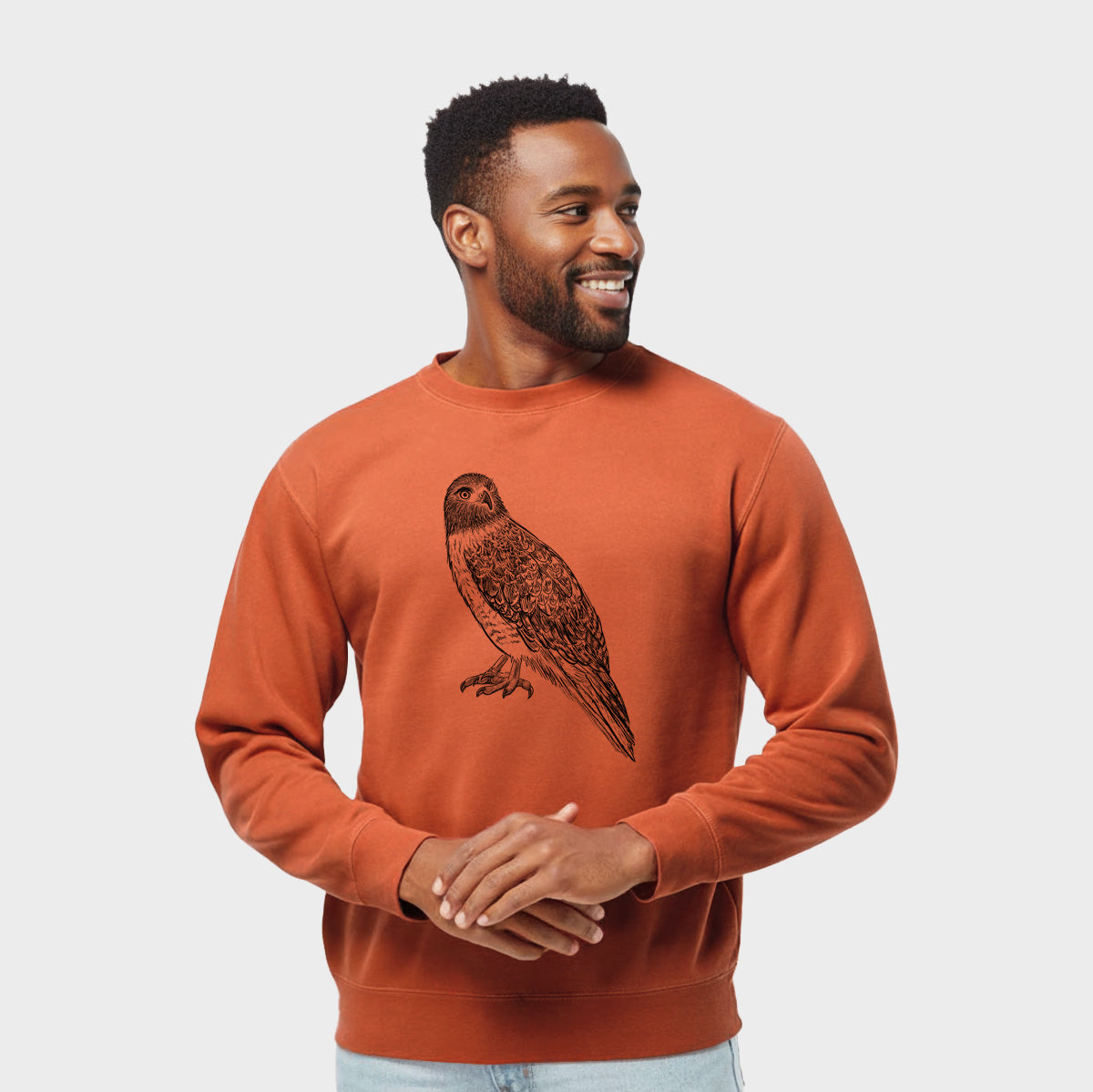 Red-tailed Hawk - Buteo jamaicensis - Unisex Pigment Dyed Crew Sweatshirt in Amber