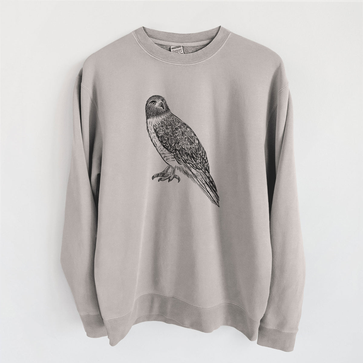 Red-tailed Hawk - Buteo jamaicensis - Unisex Pigment Dyed Crew Sweatshirt in Cement