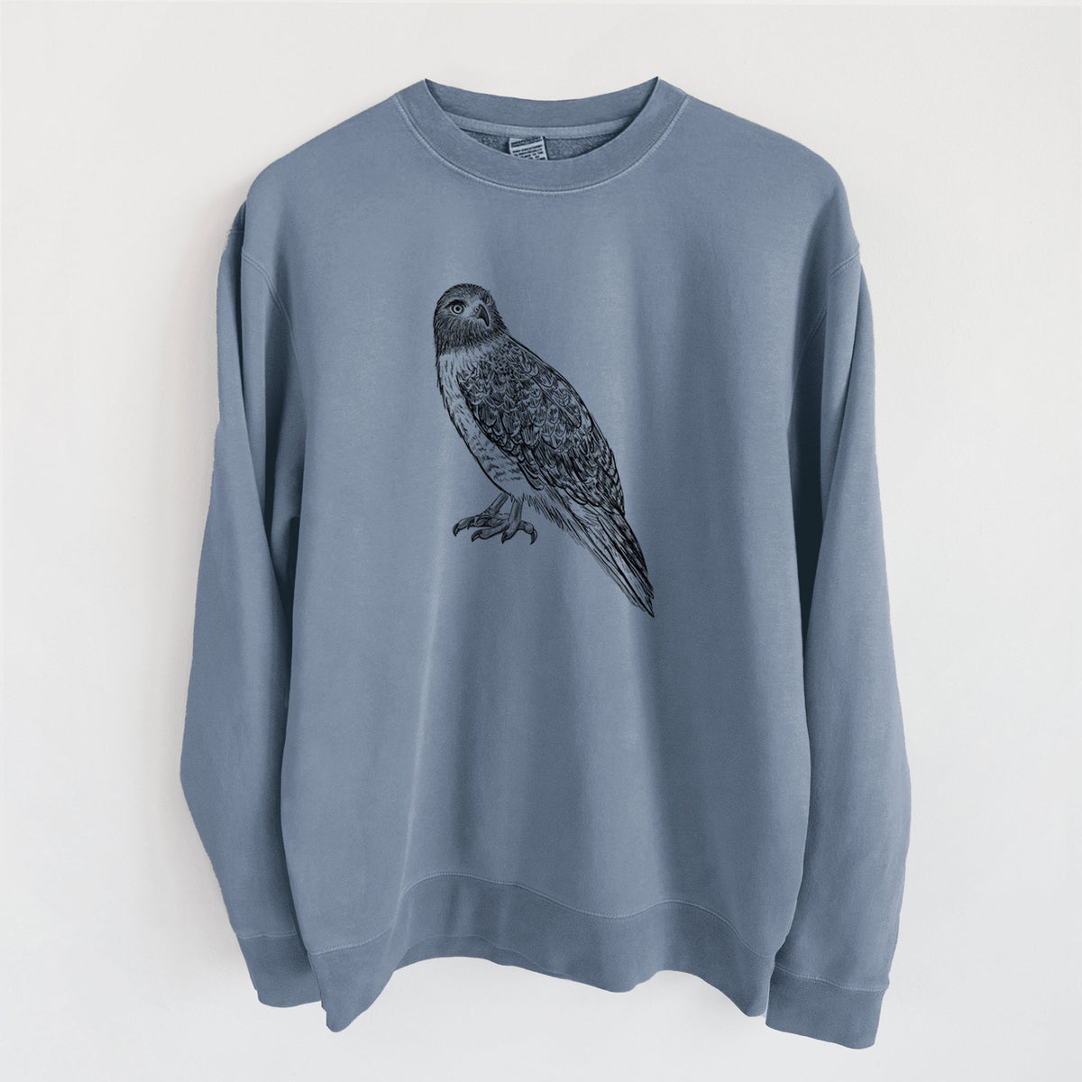 Red-tailed Hawk - Buteo jamaicensis - Unisex Pigment Dyed Crew Sweatshirt in Slate Blue