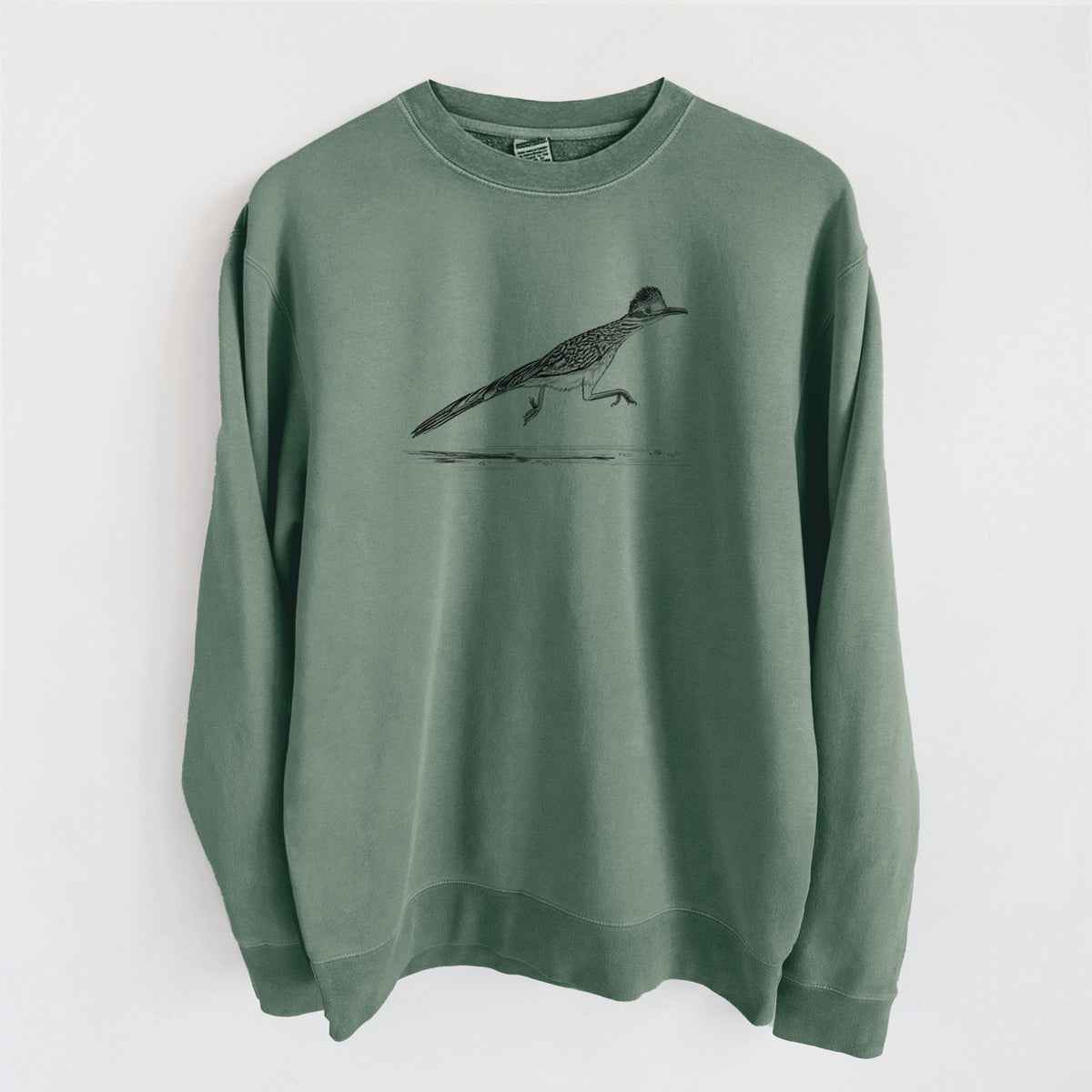 Greater Roadrunner - Geococcyx californianus - Unisex Pigment Dyed Crew Sweatshirt in Alpine Green