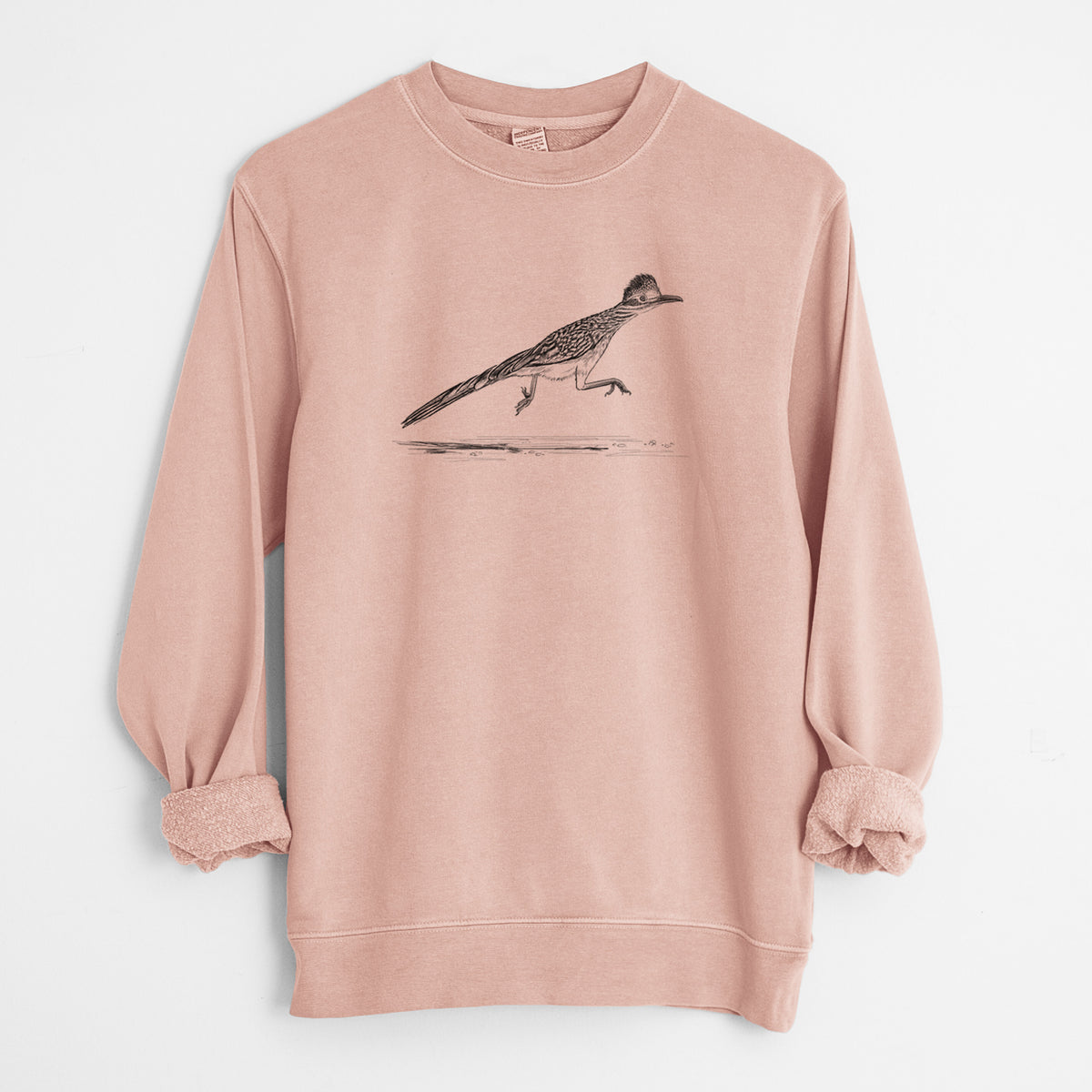 Greater Roadrunner - Geococcyx californianus - Unisex Pigment Dyed Crew Sweatshirt in Dusty Pink