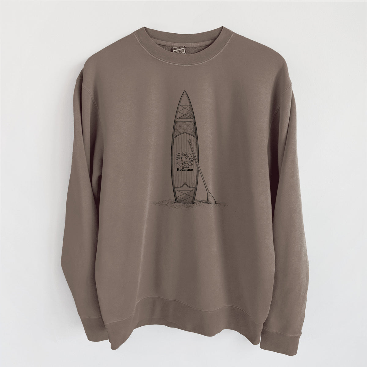 Stand-up Paddle Board - Unisex Pigment Dyed Crew Sweatshirt in Espresso Brown Color