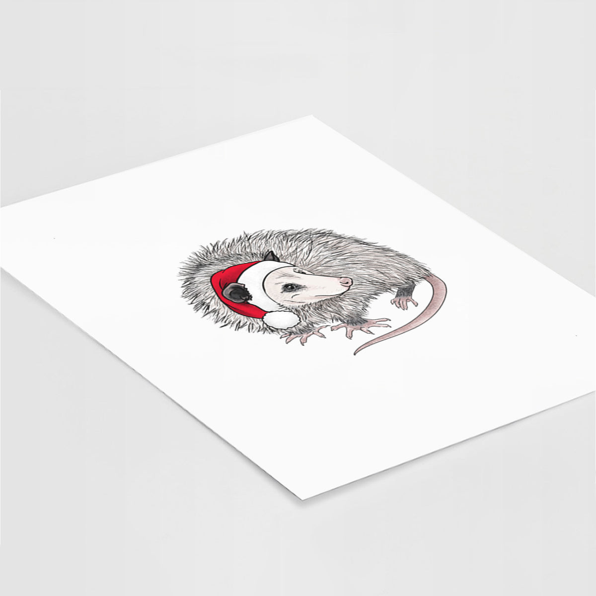Santa Opossum - Fine Art Print, Size: 11"x14"