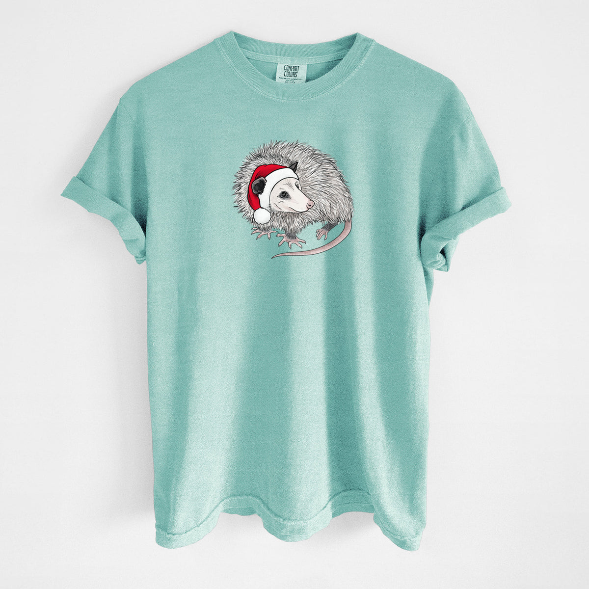 Santa Opossum - Unisex Comfort Colors Garment-Dyed Heavyweight T-shirt in Chalky Mint