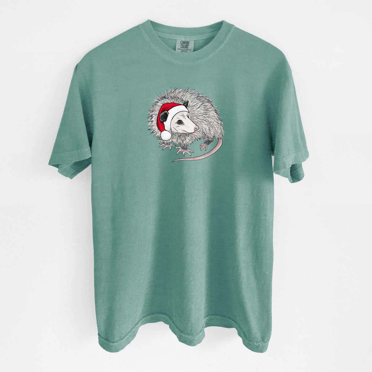 Santa Opossum - Unisex Comfort Colors Garment-Dyed Heavyweight T-shirt in Reef Green