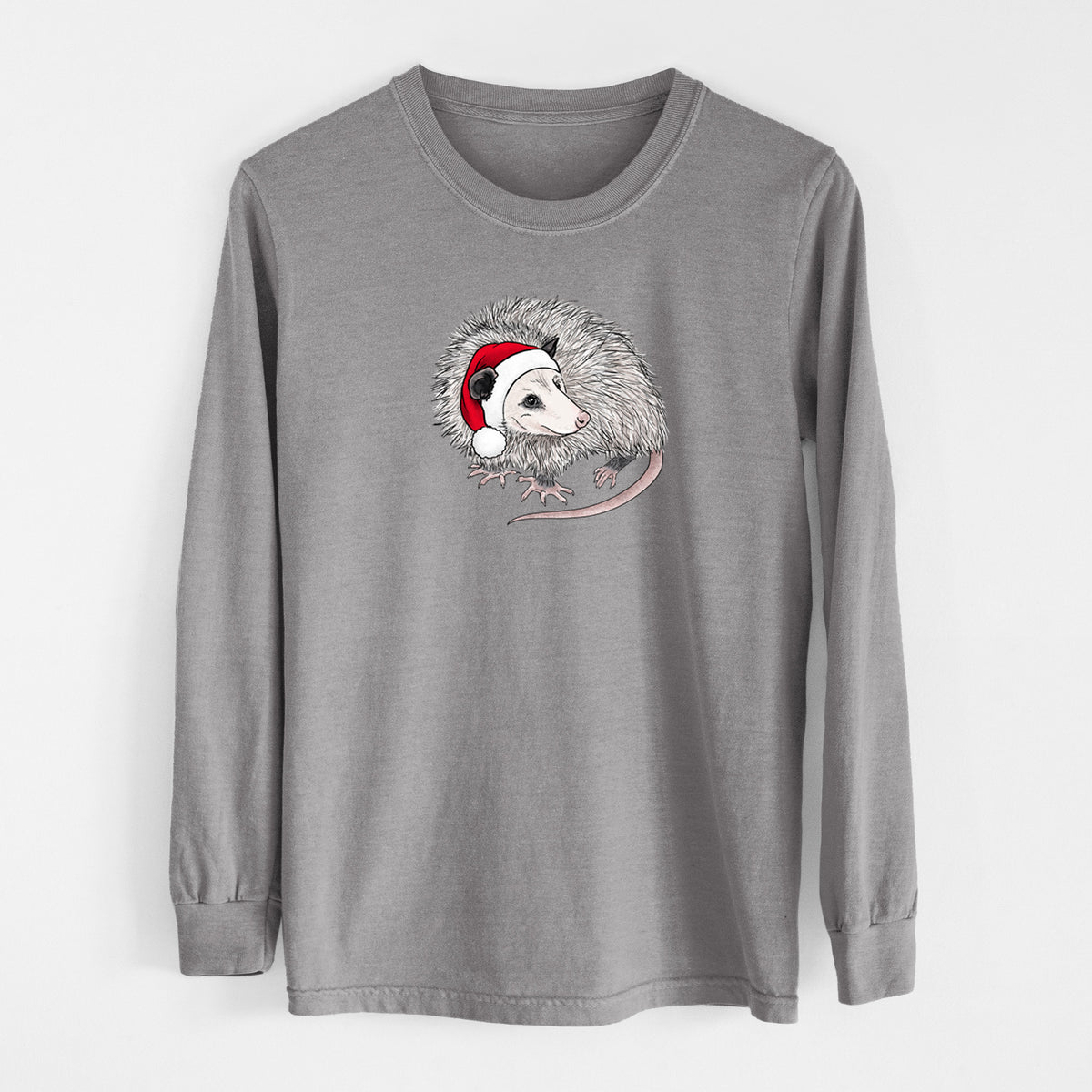 Santa Opossum - Unisex Comfort Colors 100% Cotton Long Sleeve in Grey