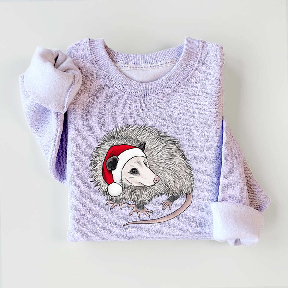 Santa Opossum - Knit Sweatshirt in Ice Purple