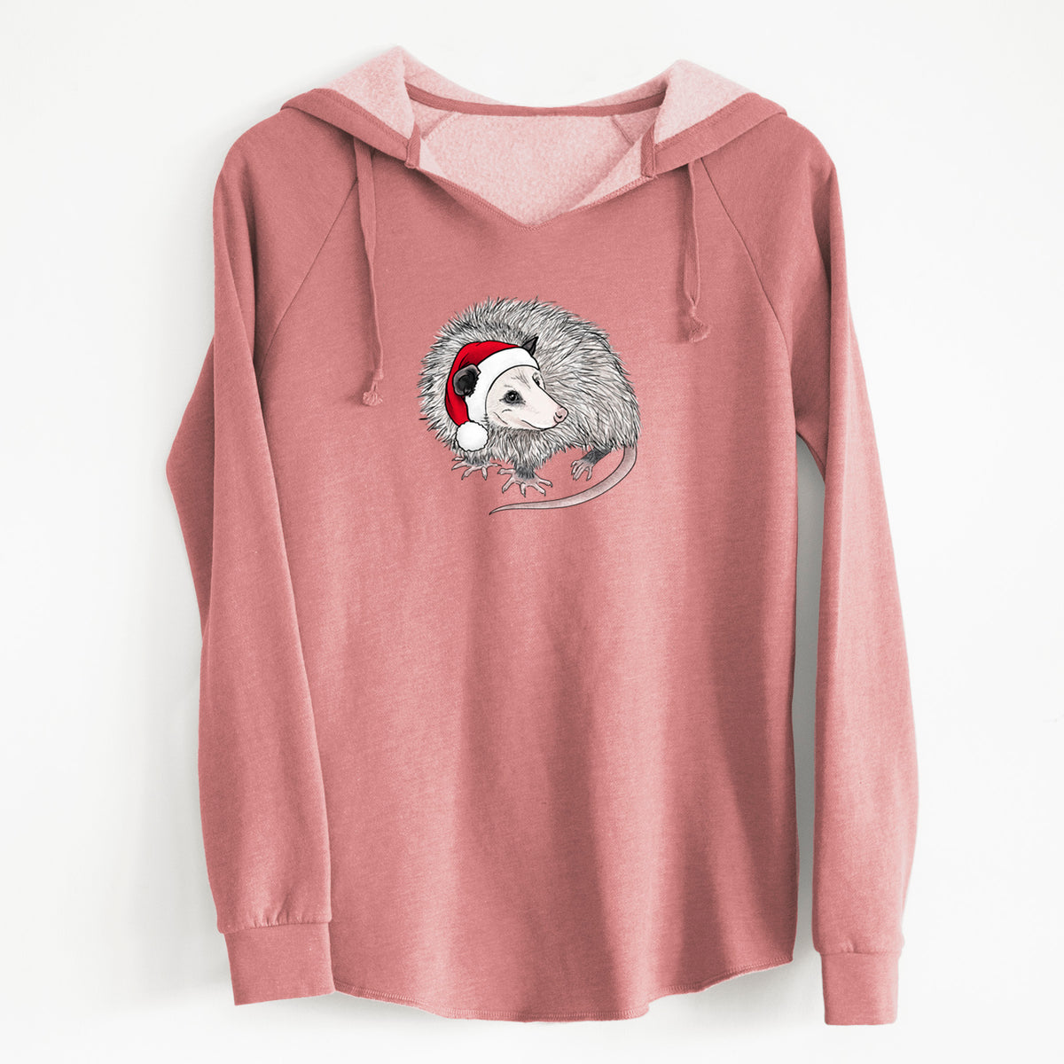 Santa Opossum - Cali Wave Hooded Sweatshirt in Dusty Rose
