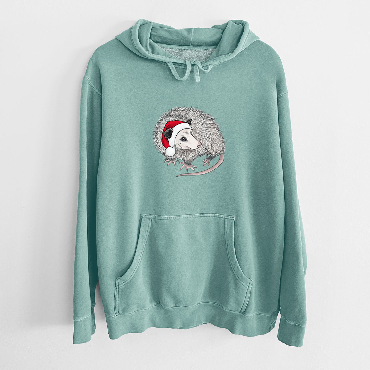 Santa Opossum - Unisex Pigment Dyed Hoodie in Mint
