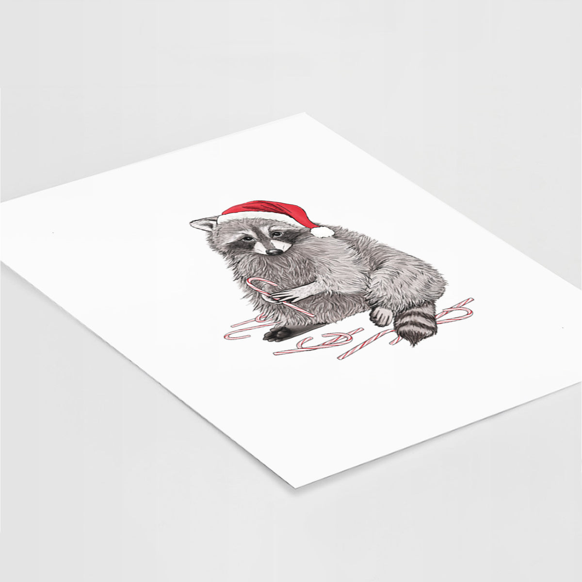 Santa Raccoon - Fine Art Print, Size: 11"x14"