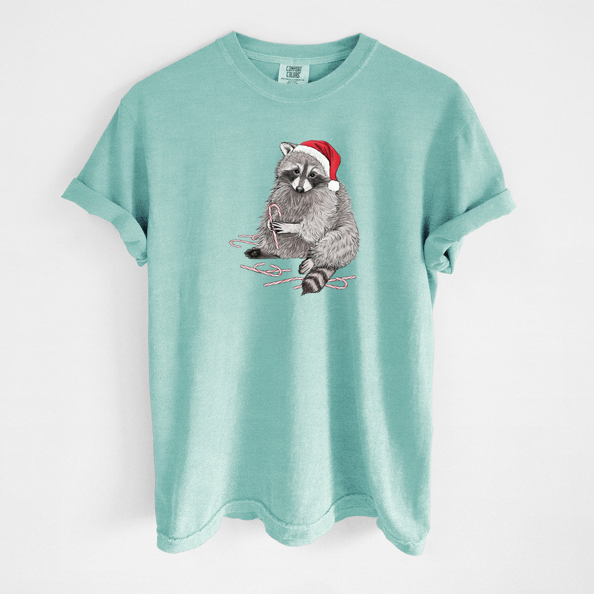 Santa Raccoon - Unisex Comfort Colors Garment-Dyed Heavyweight T-shirt in Chalky Mint