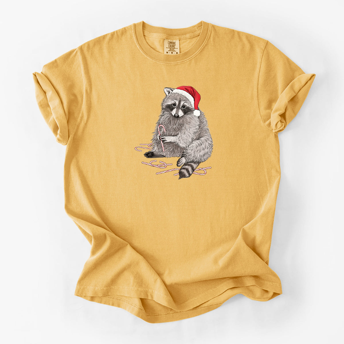 Santa Raccoon - Unisex Comfort Colors Garment-Dyed Heavyweight T-shirt in Golden Wheat