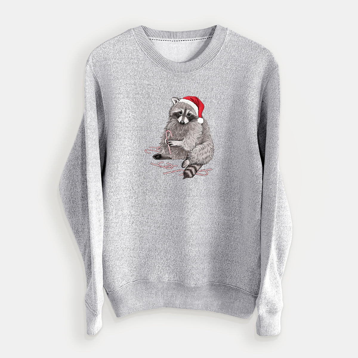 Santa Raccoon - Knit Sweatshirt in Salt & Pepper