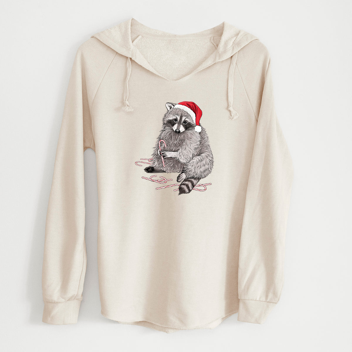 Santa Raccoon - Cali Wave Hooded Sweatshirt in Bone