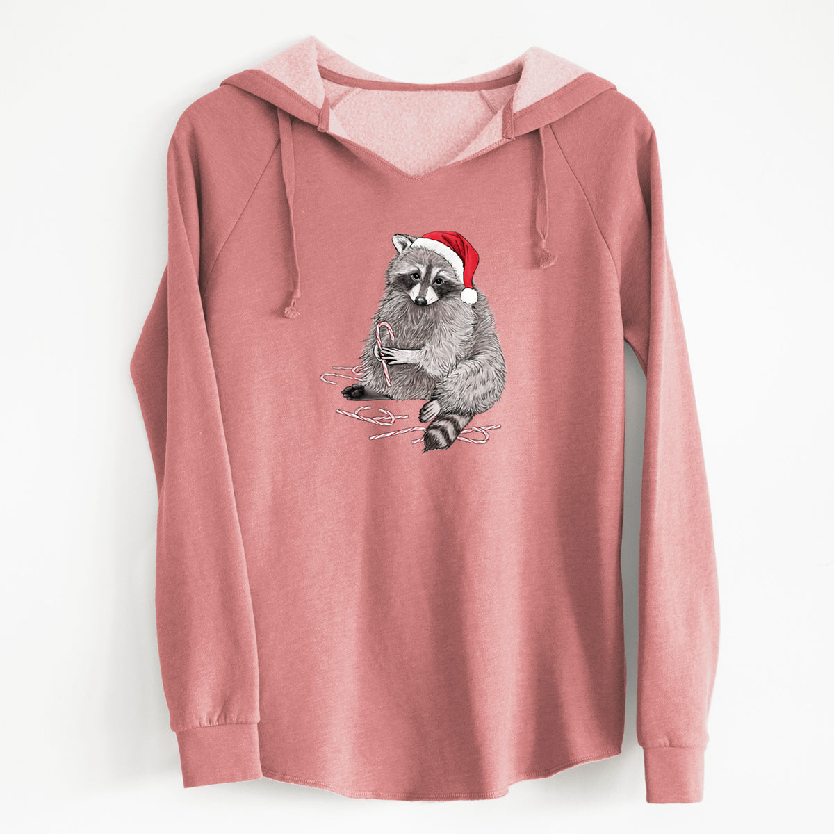 Santa Raccoon - Cali Wave Hooded Sweatshirt in Dusty Rose