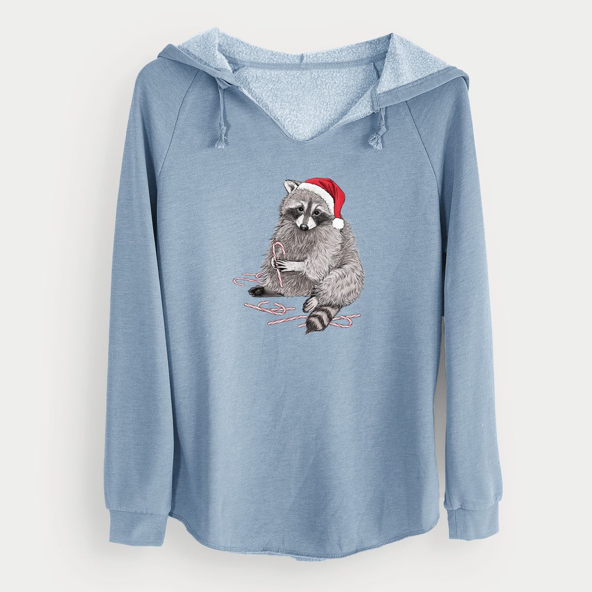Santa Raccoon - Cali Wave Hooded Sweatshirt in Misty Blue