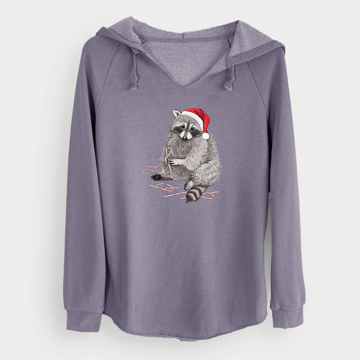 Santa Raccoon - Cali Wave Hooded Sweatshirt in Plum