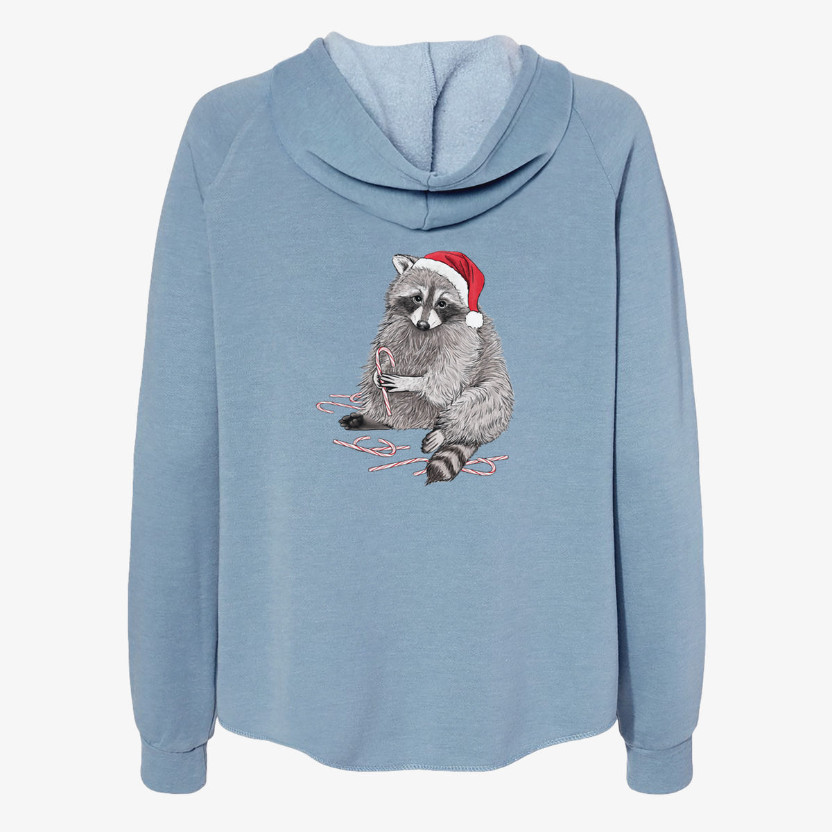 Santa Raccoon - Women's Cali Wave Zip-Up Sweatshirt in Misty Blue