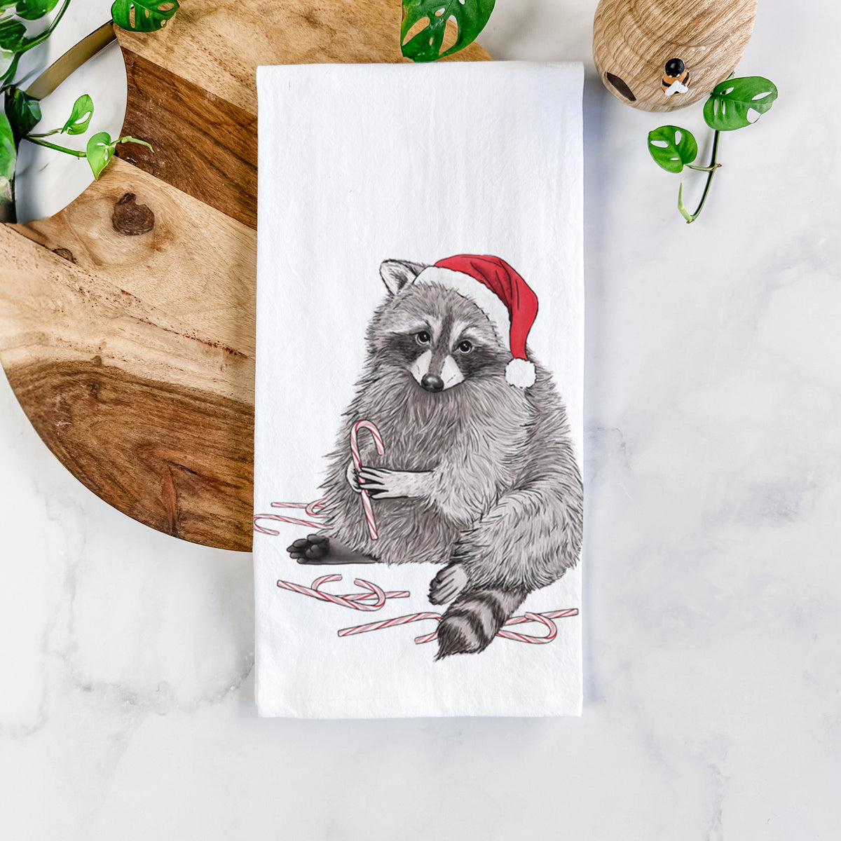 Santa Raccoon - Tea Towel