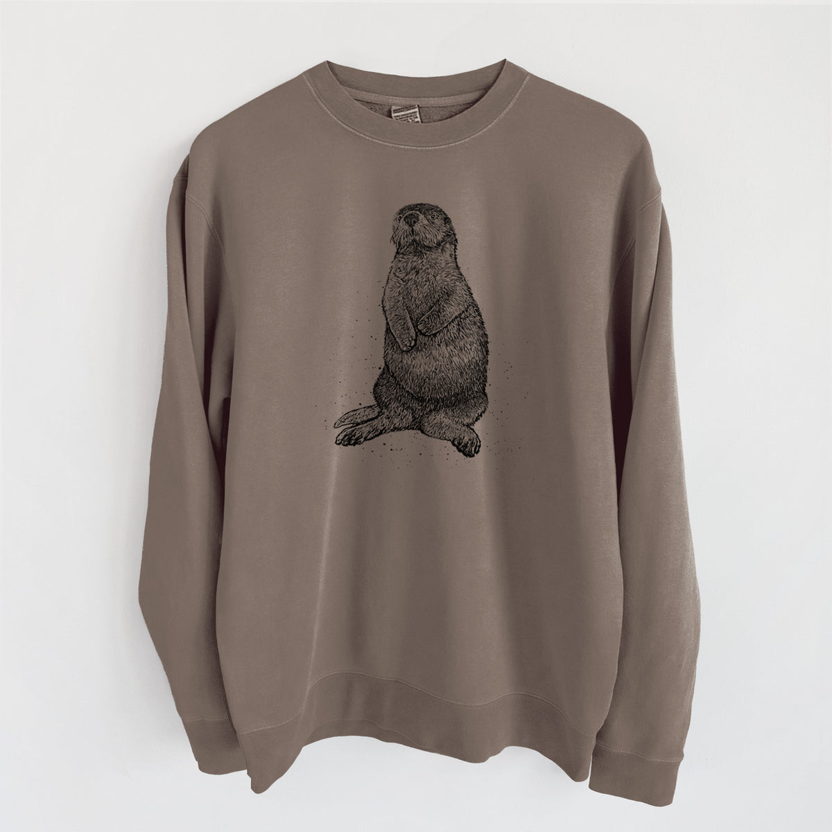 Enhydra lutris - California Sea Otter - Unisex Pigment Dyed Crew Sweatshirt in Espresso Brown Color