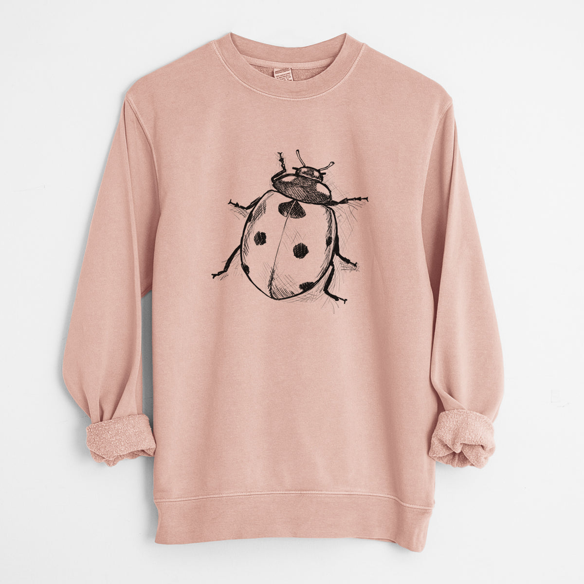 Coccinella septempunctata - Seven-spot Ladybird Ladybug - Unisex Pigment Dyed Crew Sweatshirt in Dusty Pink