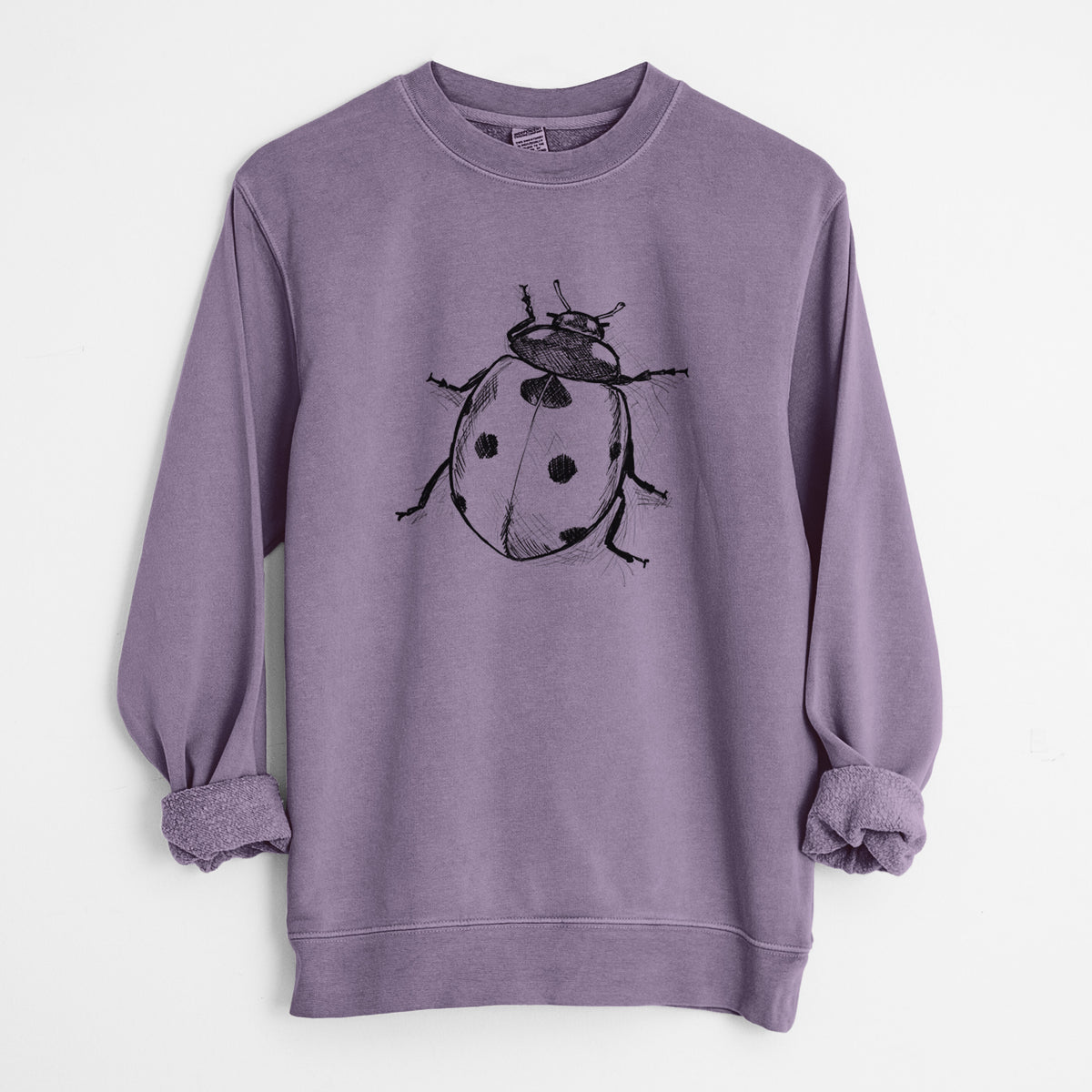 Coccinella septempunctata - Seven-spot Ladybird Ladybug - Unisex Pigment Dyed Crew Sweatshirt in Plum